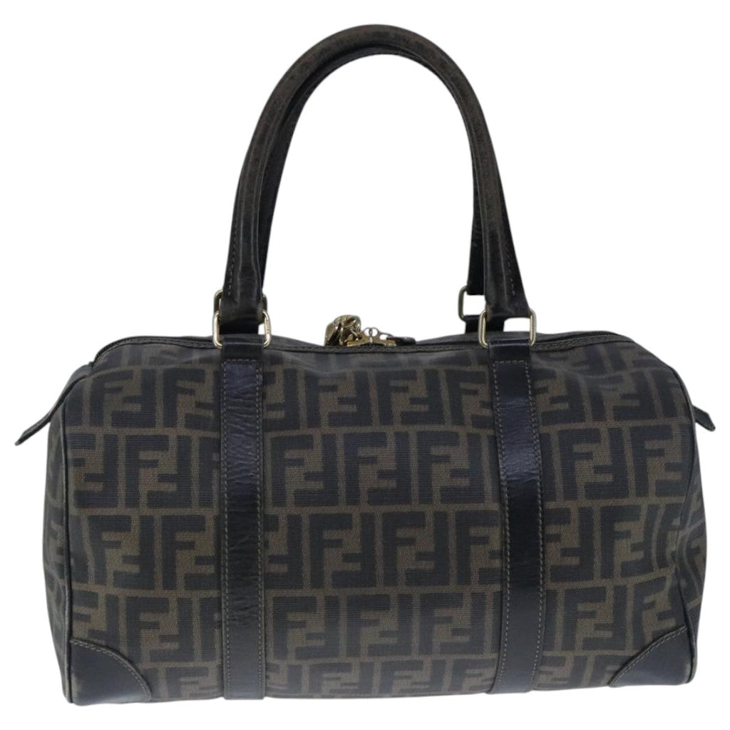 FENDI Zucca Canvas Boston Bag Brown Black 104558