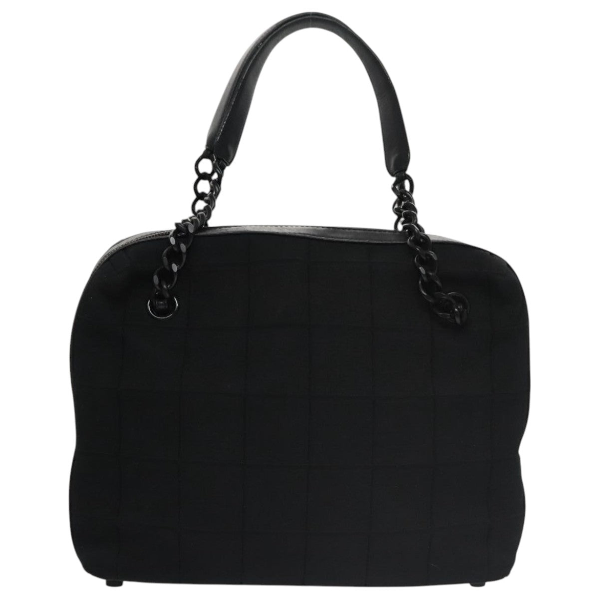CHANEL Choco Bar Chain Hand Bag Cotton Black CC 104579
