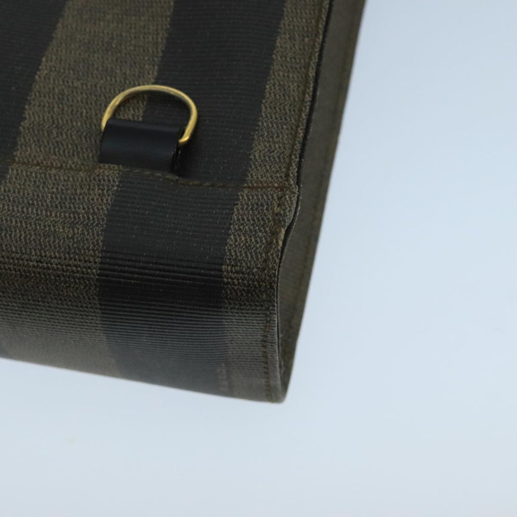 FENDI Pecan Canvas Hand Bag Brown Black 104612