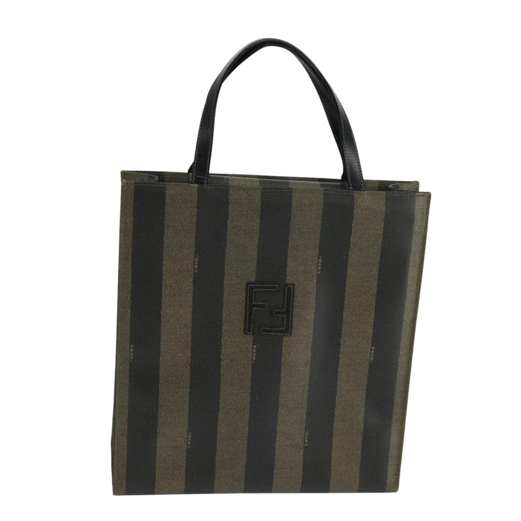 FENDI Pecan Canvas Hand Bag Brown Black 104612