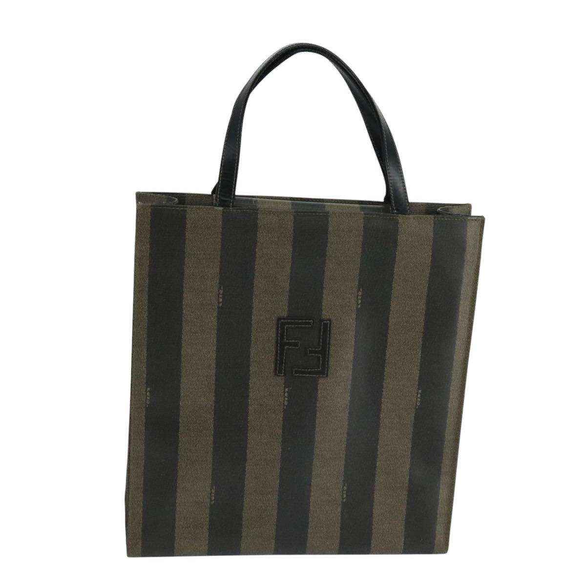 FENDI Pecan Canvas Hand Bag Brown Black 104612