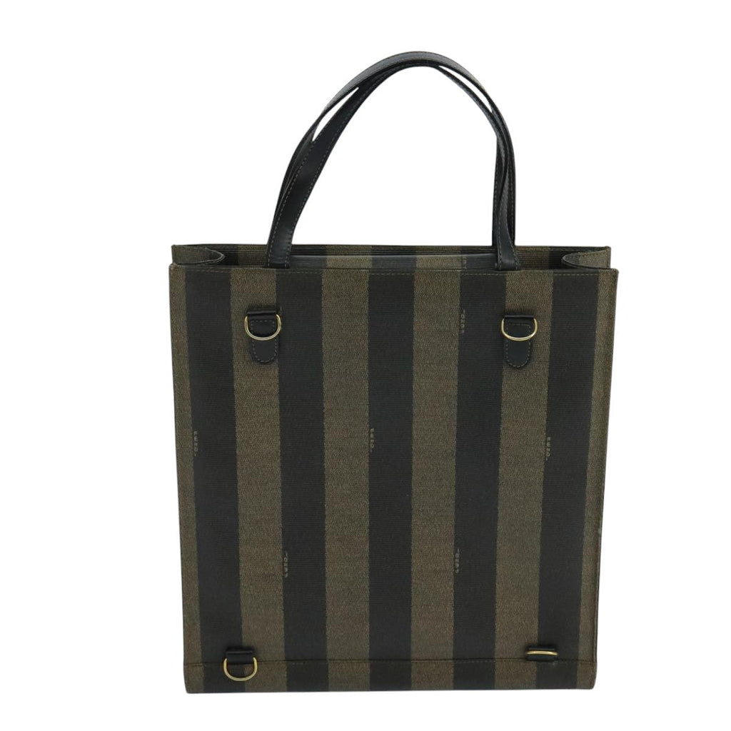FENDI Pecan Canvas Hand Bag Brown Black 104612