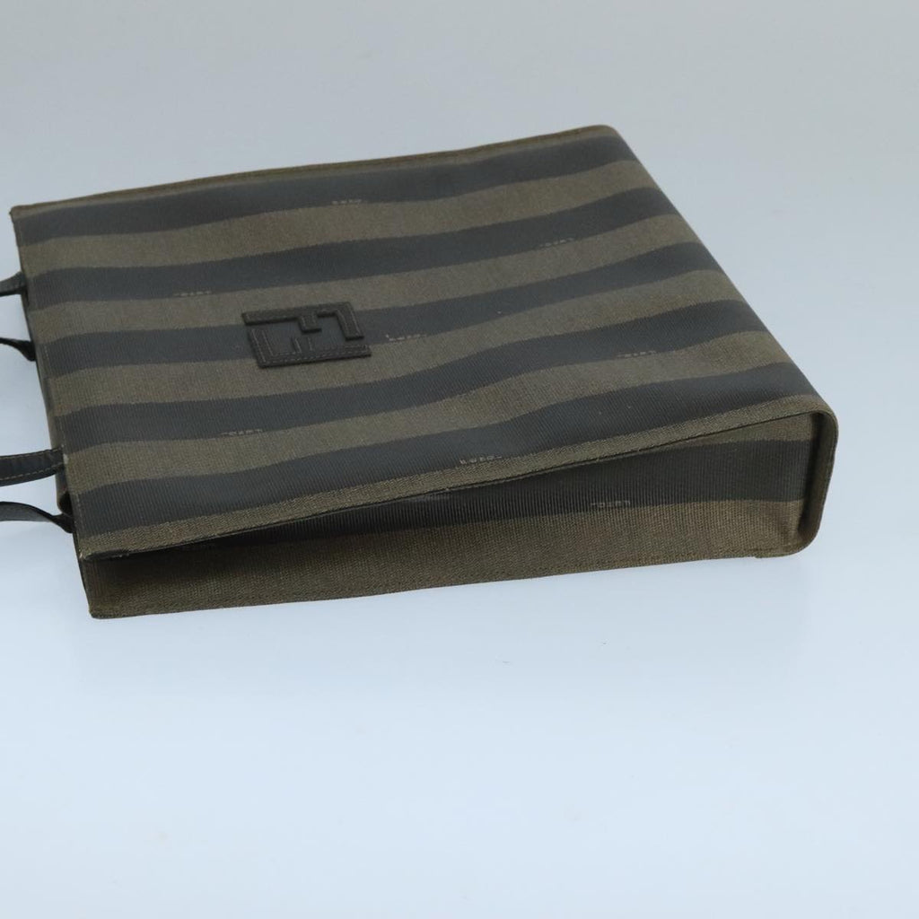 FENDI Pecan Canvas Hand Bag Brown Black 104612