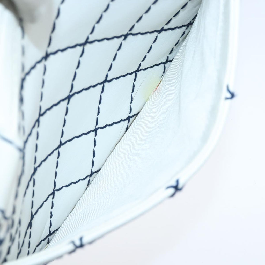 CHANEL Matelasse Wild Stitch Tote Bag Leather White CC 104614