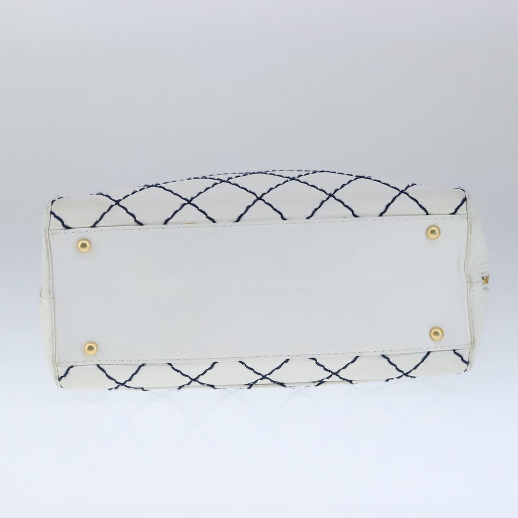 CHANEL Matelasse Wild Stitch Tote Bag Leather White CC 104614