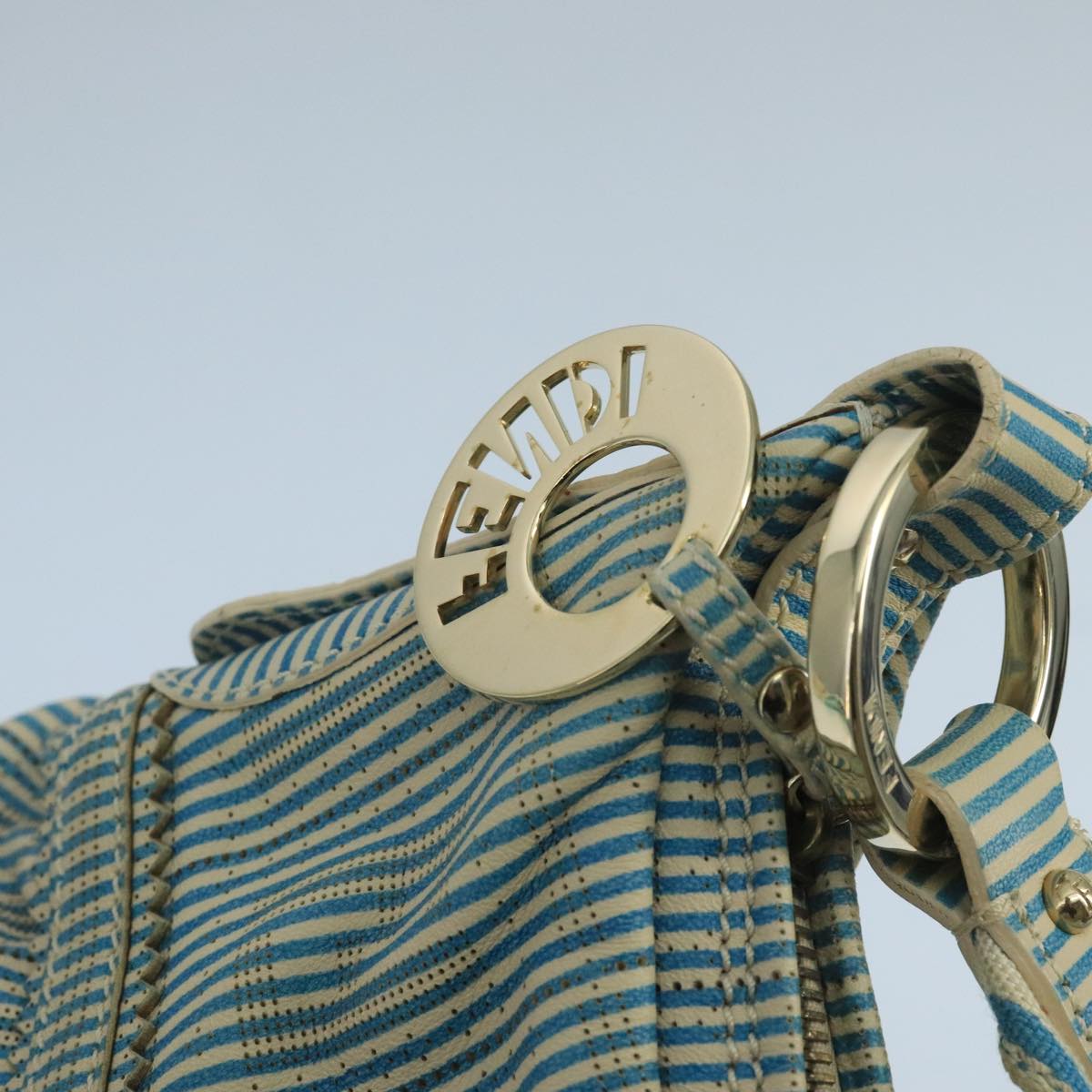 FENDI Zucca Canvas Shoulder Bag Blue 104625