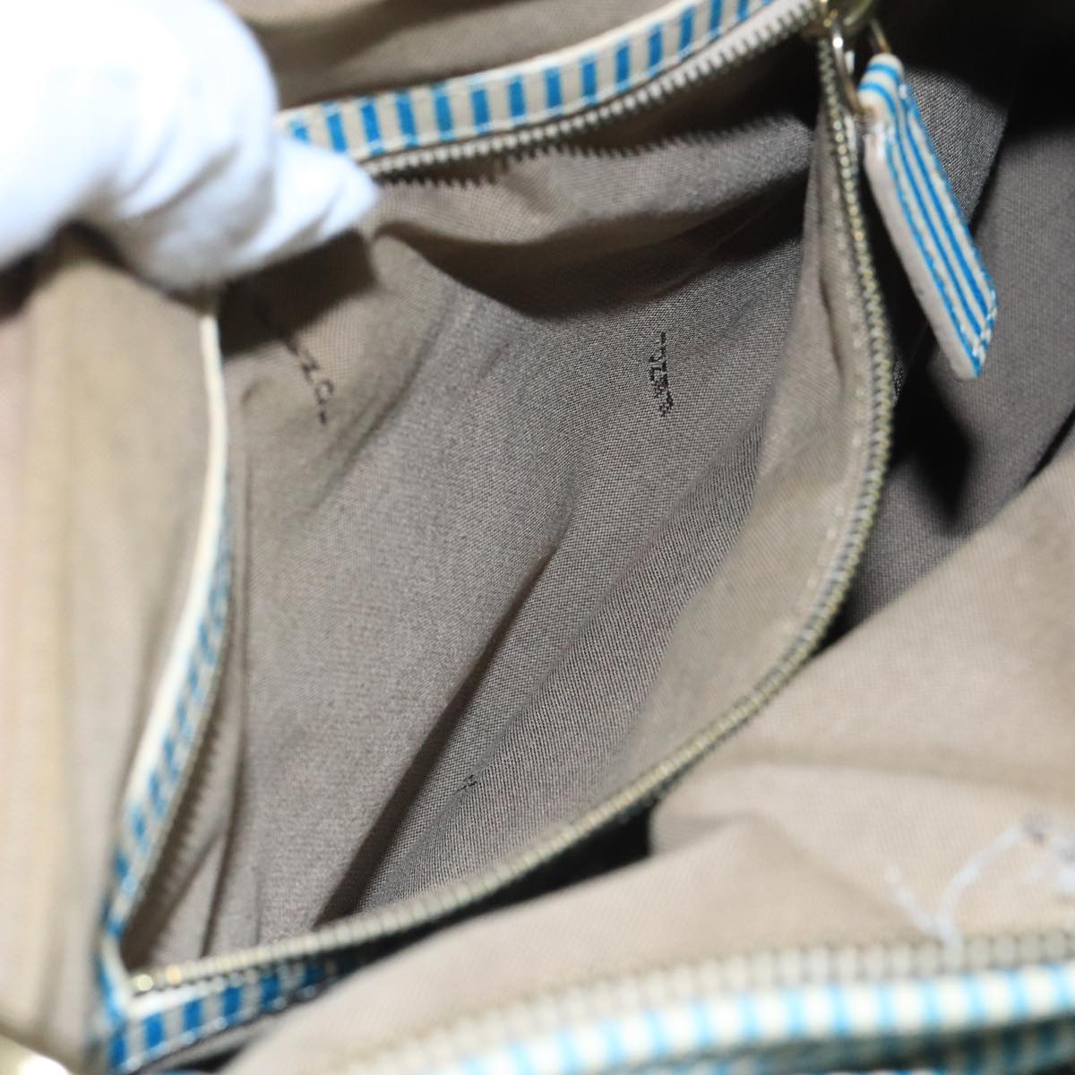 FENDI Zucca Canvas Shoulder Bag Blue 104625