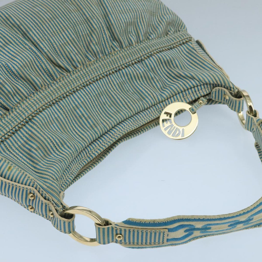 FENDI Zucca Canvas Shoulder Bag Blue 104625