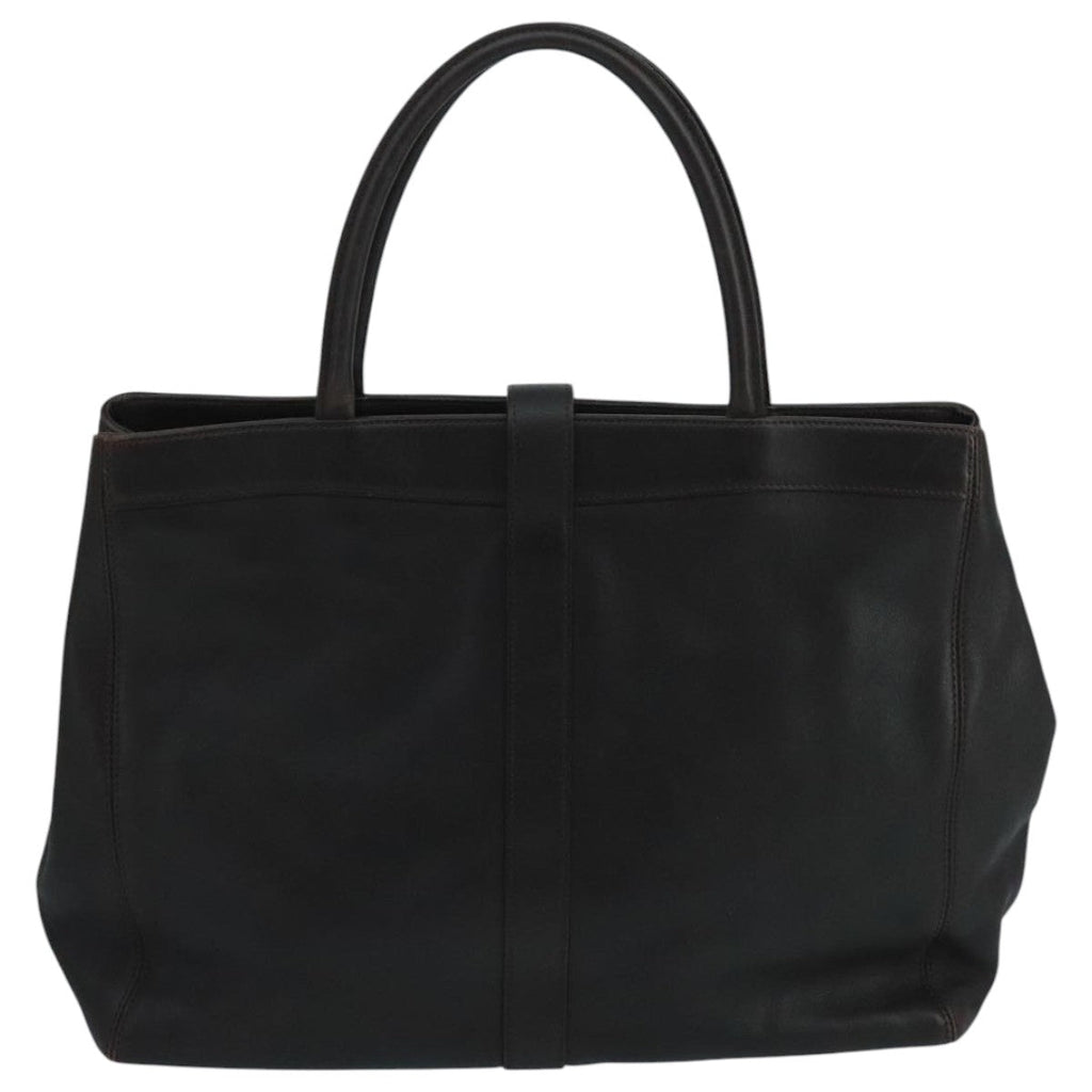 CHANEL Tote Bag Leather Brown CC 104647