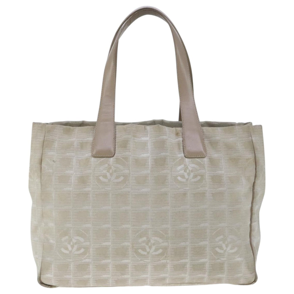 CHANEL New Travel line Tote Bag Nylon Beige CC 104648