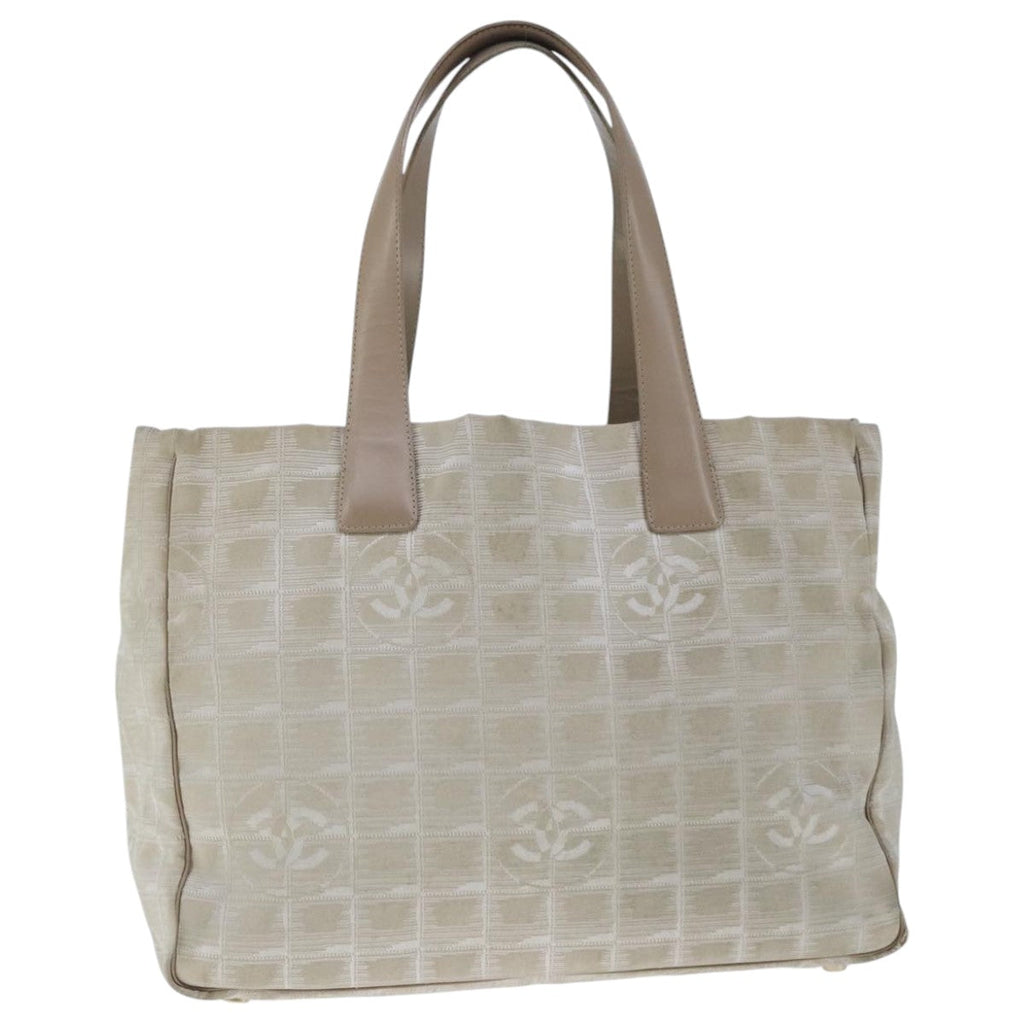 CHANEL New Travel line Tote Bag Nylon Beige CC 104648