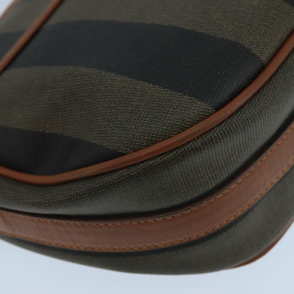 FENDI Pecan Canvas Shoulder Bag Brown Black 104665