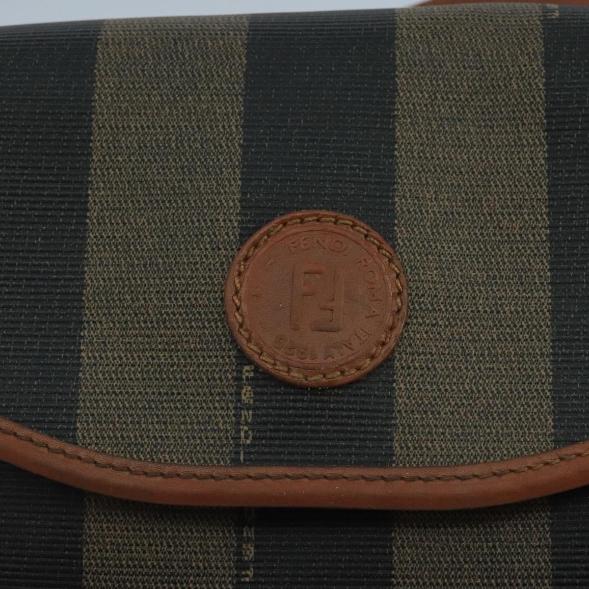 FENDI Pecan Canvas Shoulder Bag Brown Black 104665