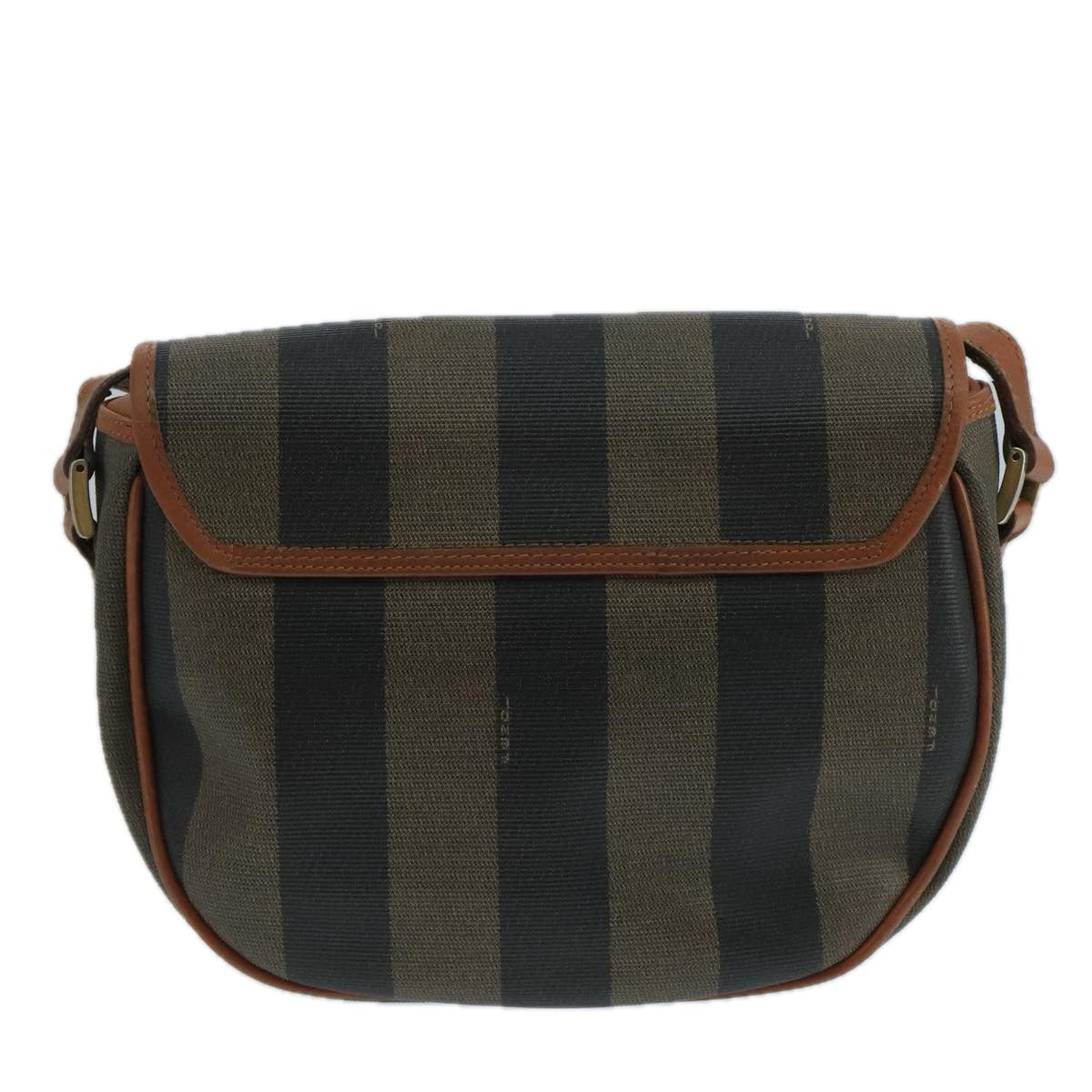 FENDI Pecan Canvas Shoulder Bag Brown Black 104665