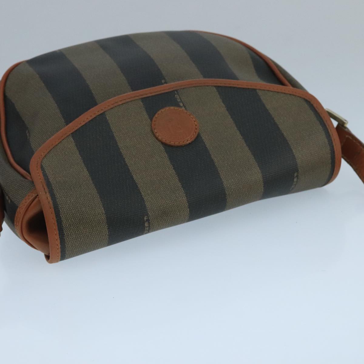 FENDI Pecan Canvas Shoulder Bag Brown Black 104665