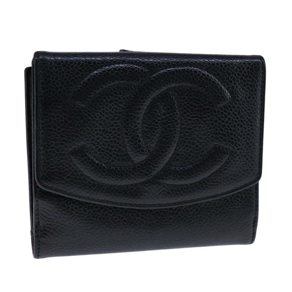 CHANEL Wallet Caviar Skin Black CC 104680