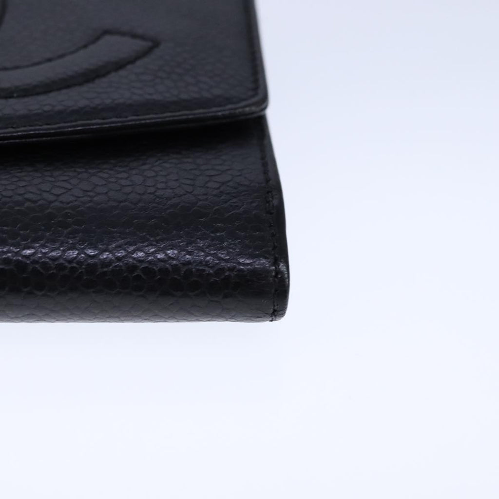 CHANEL Wallet Caviar Skin Black CC 104680