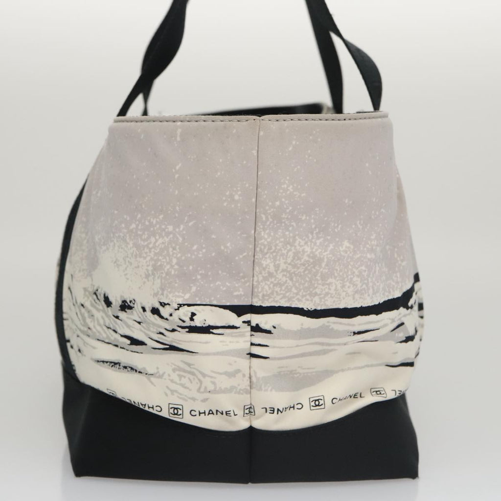 CHANEL Chanel sports Tote Bag Nylon White Black CC 104702