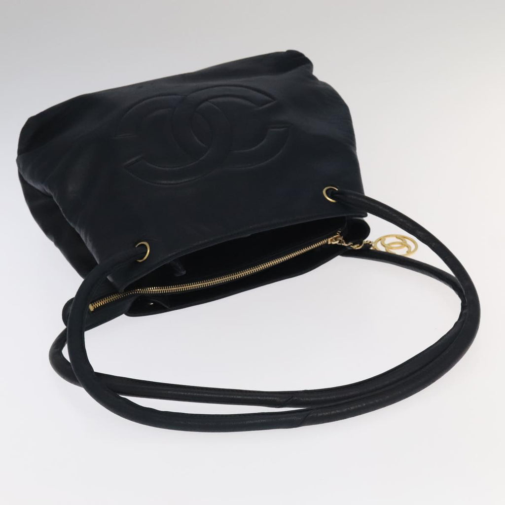 CHANEL COCO Mark Tote Bag Lamb Skin Navy CC 104720