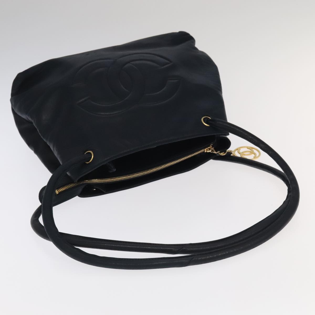 CHANEL COCO Mark Tote Bag Lamb Skin Navy CC 104720