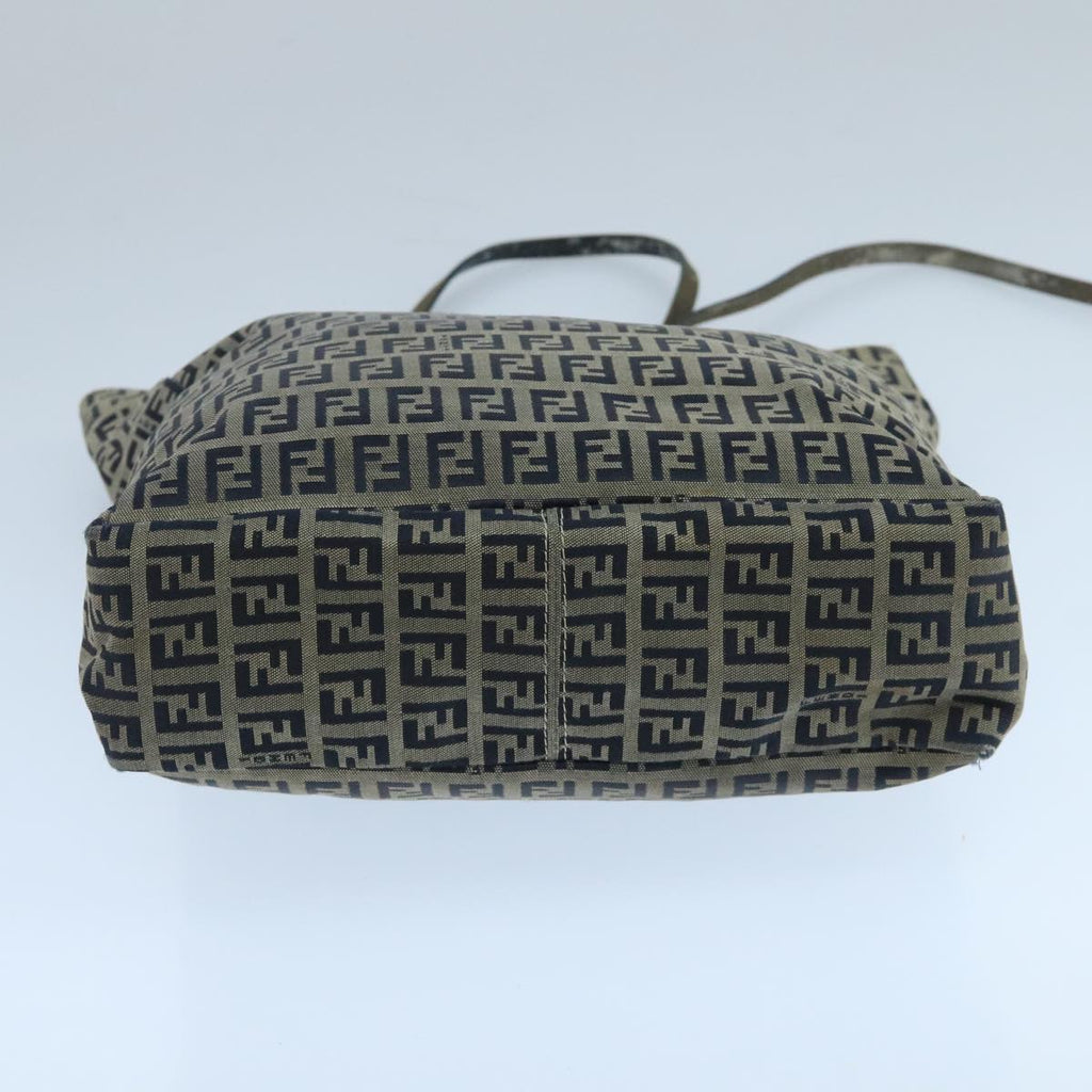 FENDI Zucchino Canvas Tote Bag Navy Silver 104722