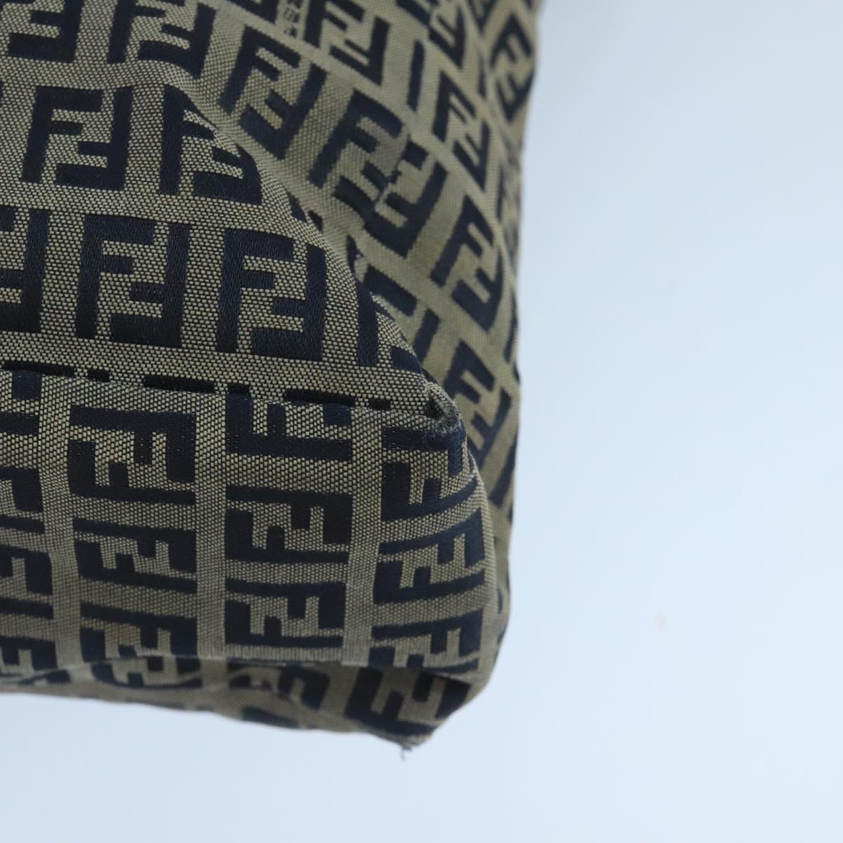 FENDI Zucchino Canvas Tote Bag Navy Silver 104722
