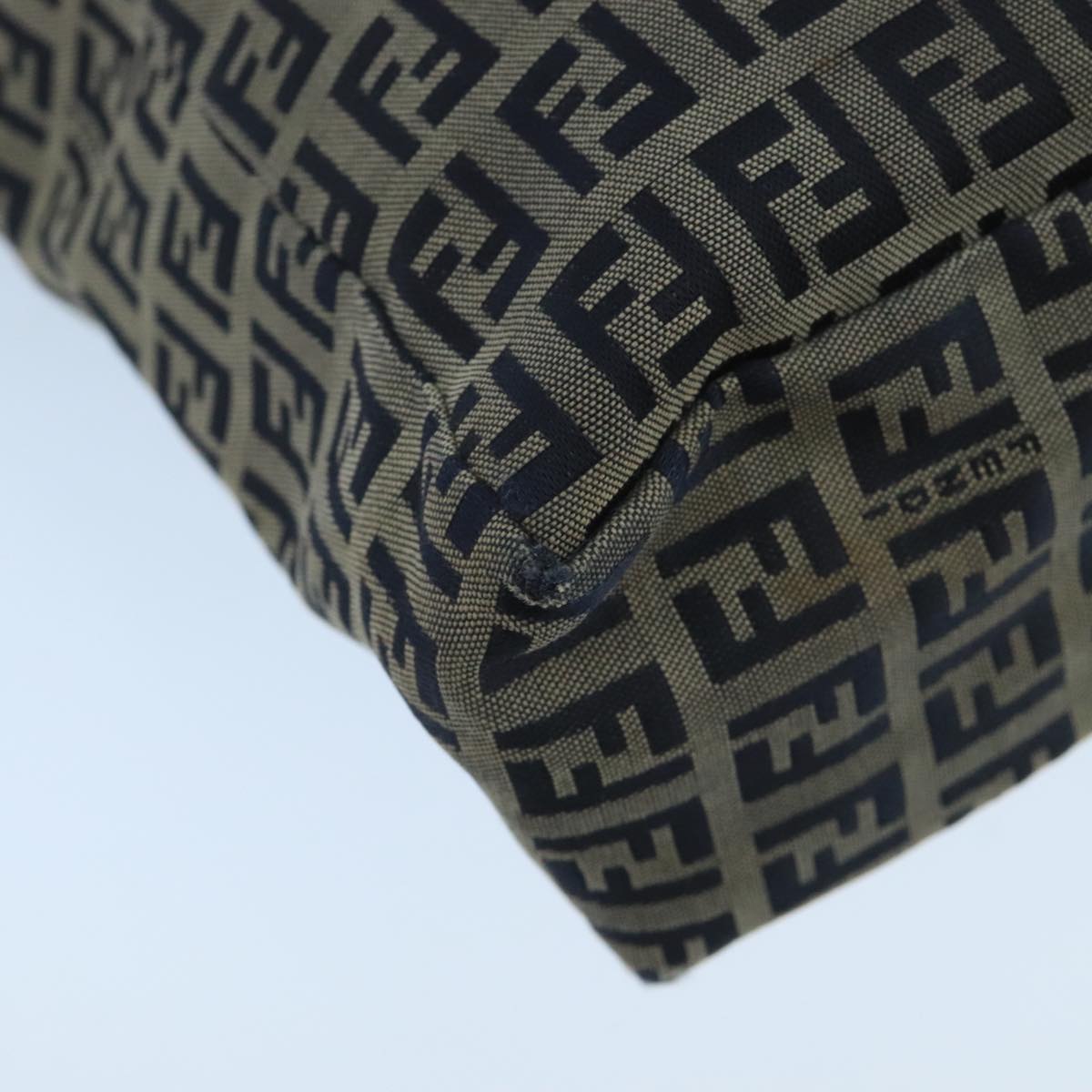 FENDI Zucchino Canvas Tote Bag Navy Silver 104722