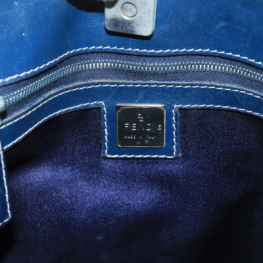 FENDI Zucchino Canvas Tote Bag Navy Silver 104722