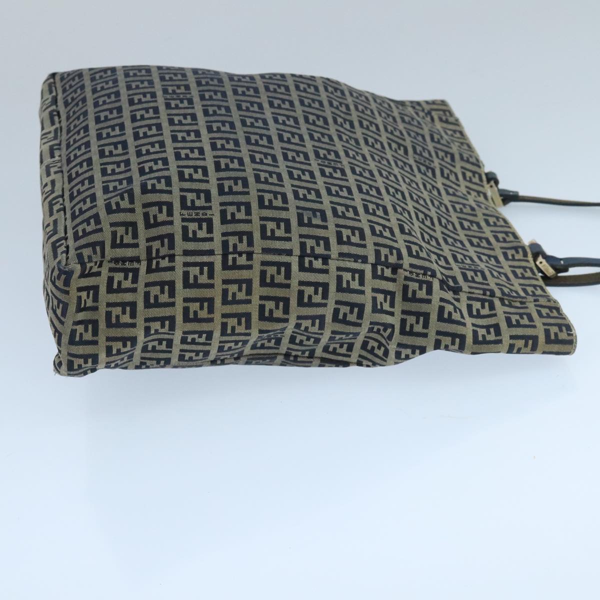 FENDI Zucchino Canvas Tote Bag Navy Silver 104722