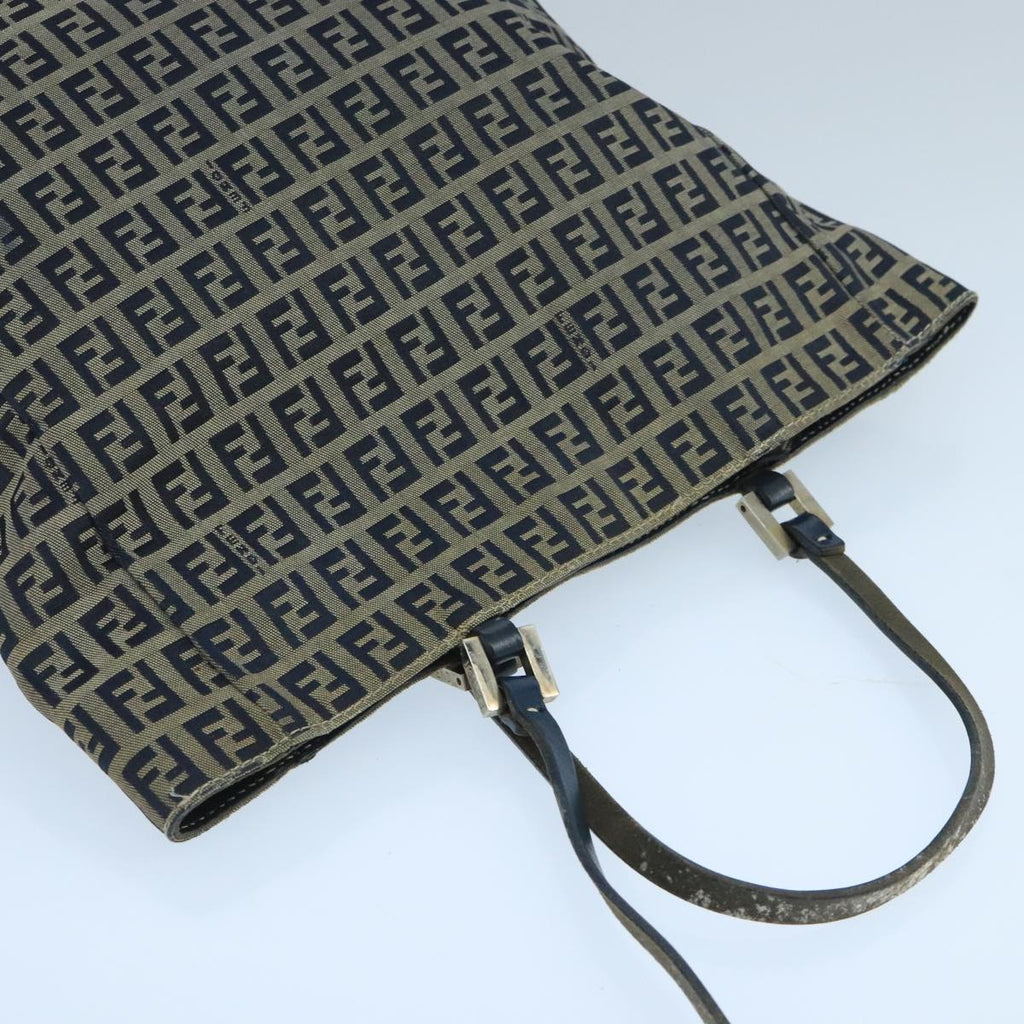 FENDI Zucchino Canvas Tote Bag Navy Silver 104722