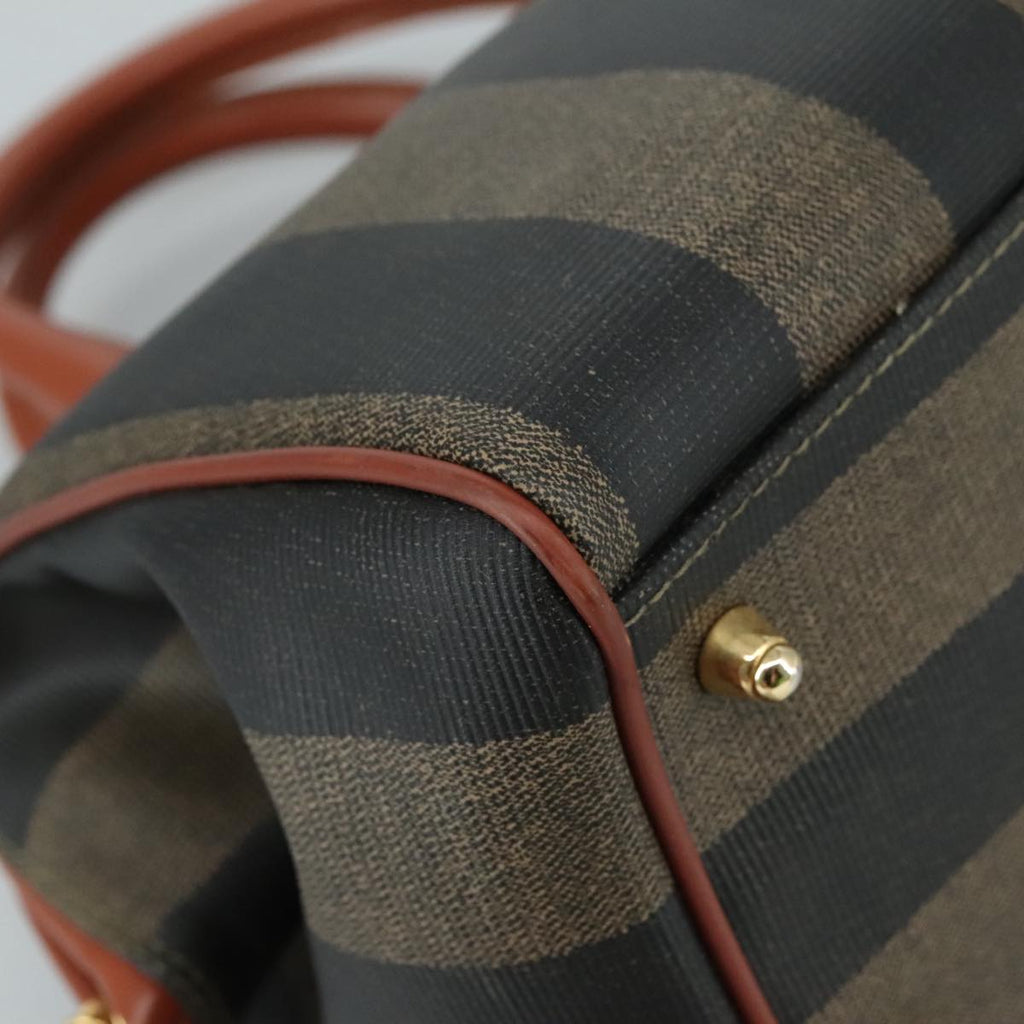 FENDI Pecan Canvas Hand Bag Coated Canvas Brown 104727