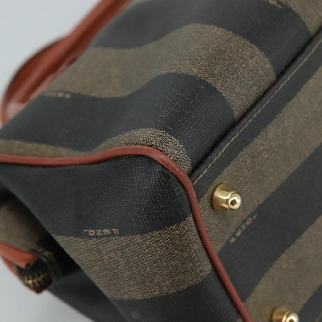 FENDI Pecan Canvas Hand Bag Coated Canvas Brown 104727