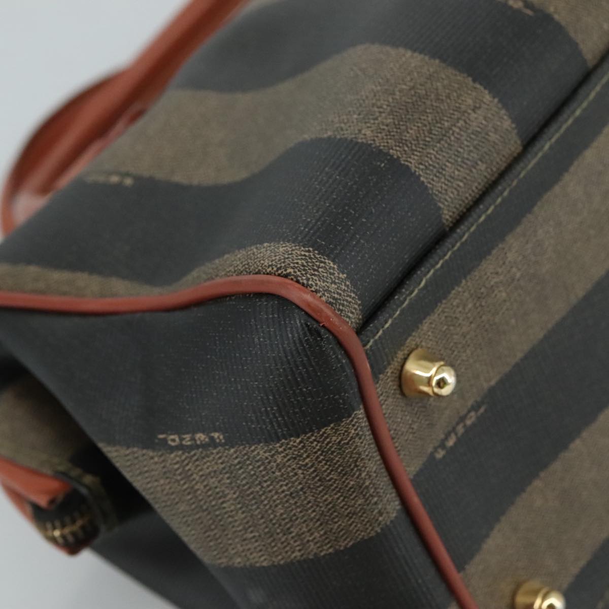 FENDI Pecan Canvas Hand Bag Coated Canvas Brown 104727