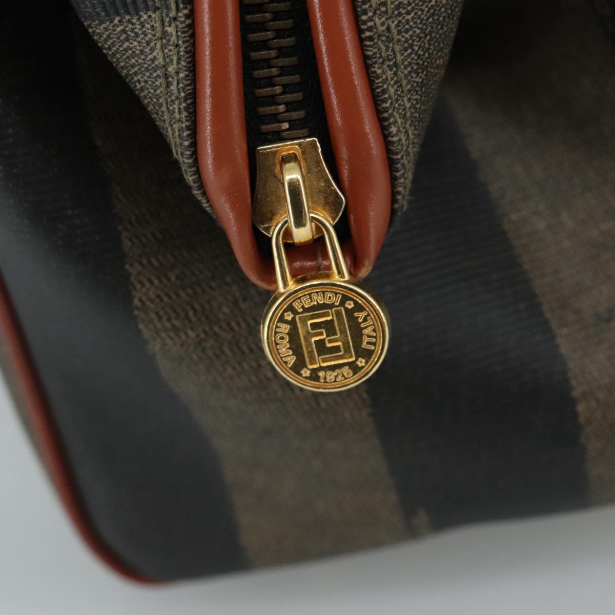 FENDI Pecan Canvas Hand Bag Coated Canvas Brown 104727
