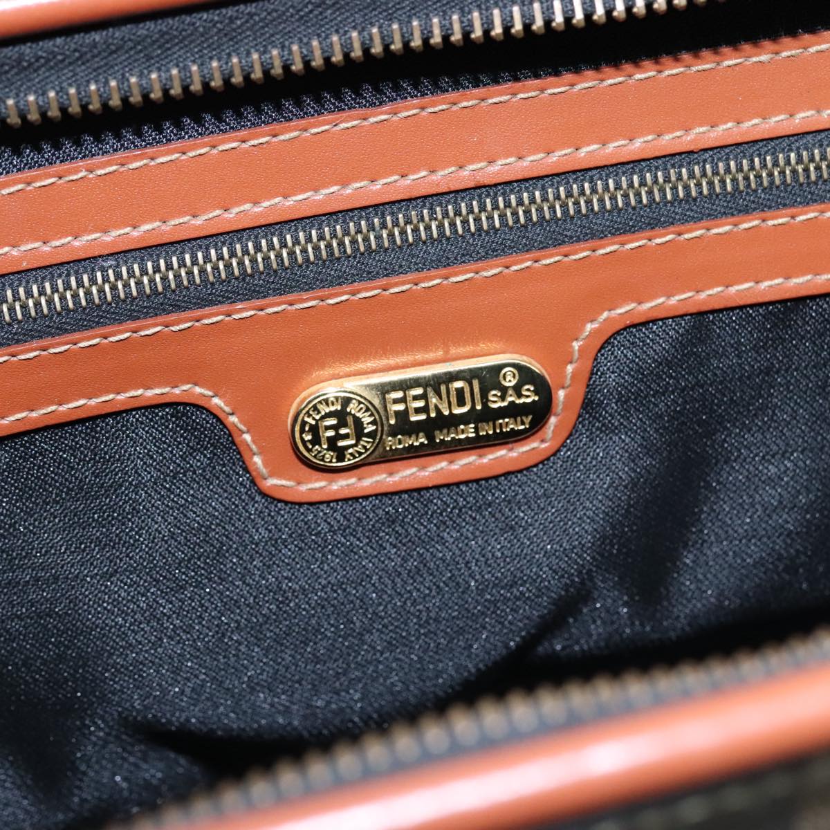 FENDI Pecan Canvas Hand Bag Coated Canvas Brown 104727