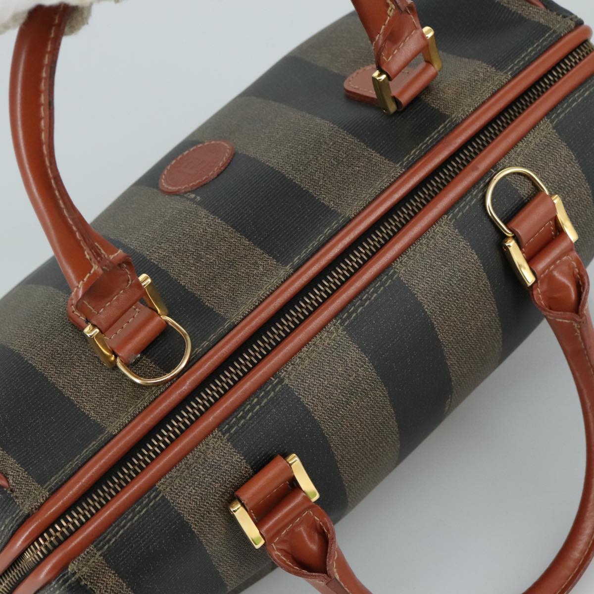 FENDI Pecan Canvas Hand Bag Coated Canvas Brown 104727