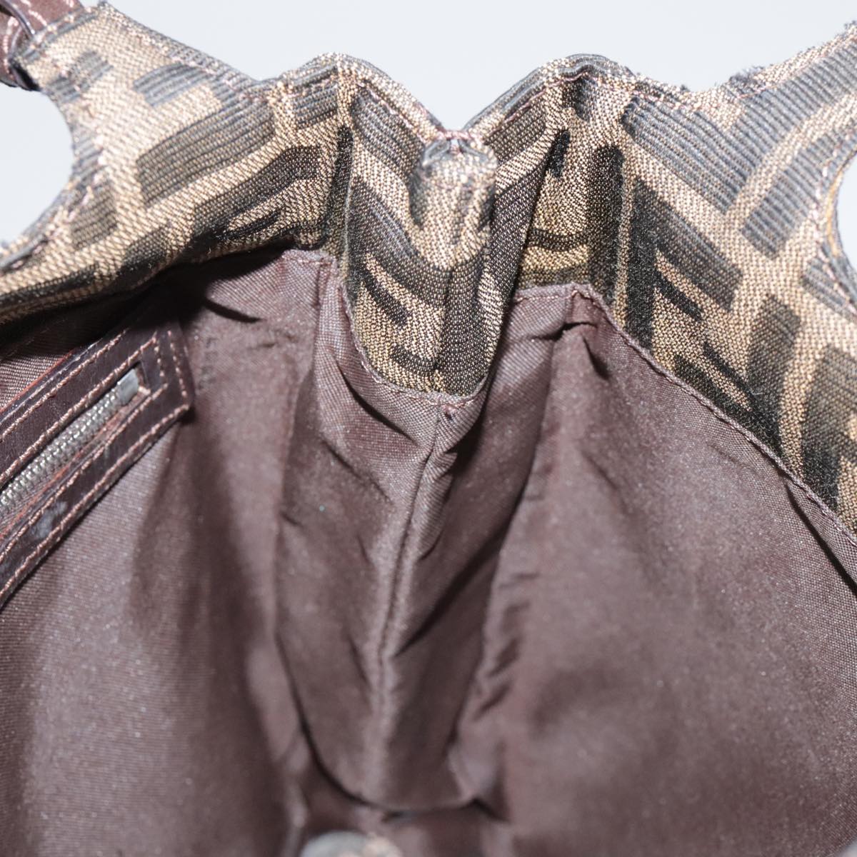 FENDI Zucca Canvas Shoulder Bag Brown 104730
