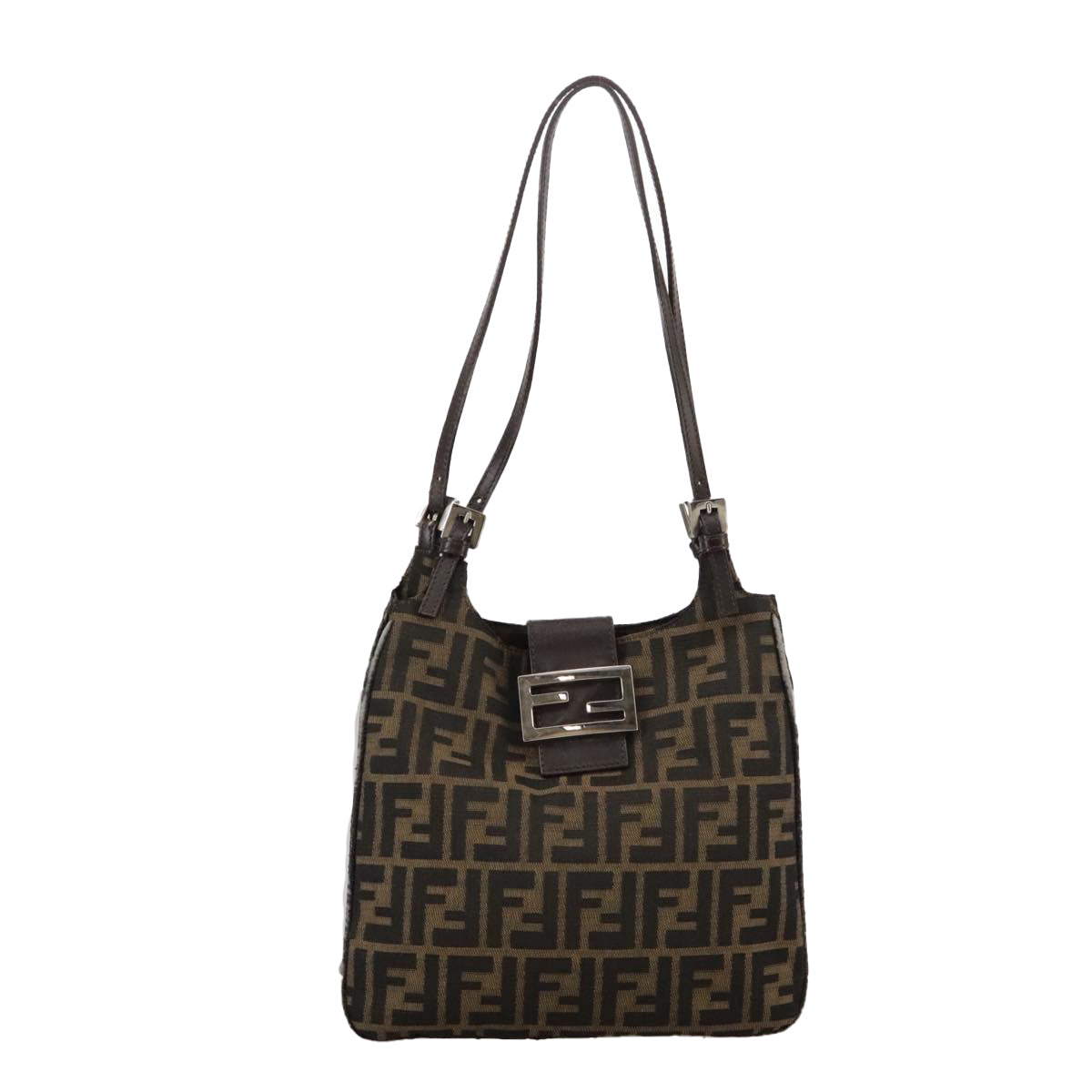 FENDI Zucca Canvas Shoulder Bag Brown 104730
