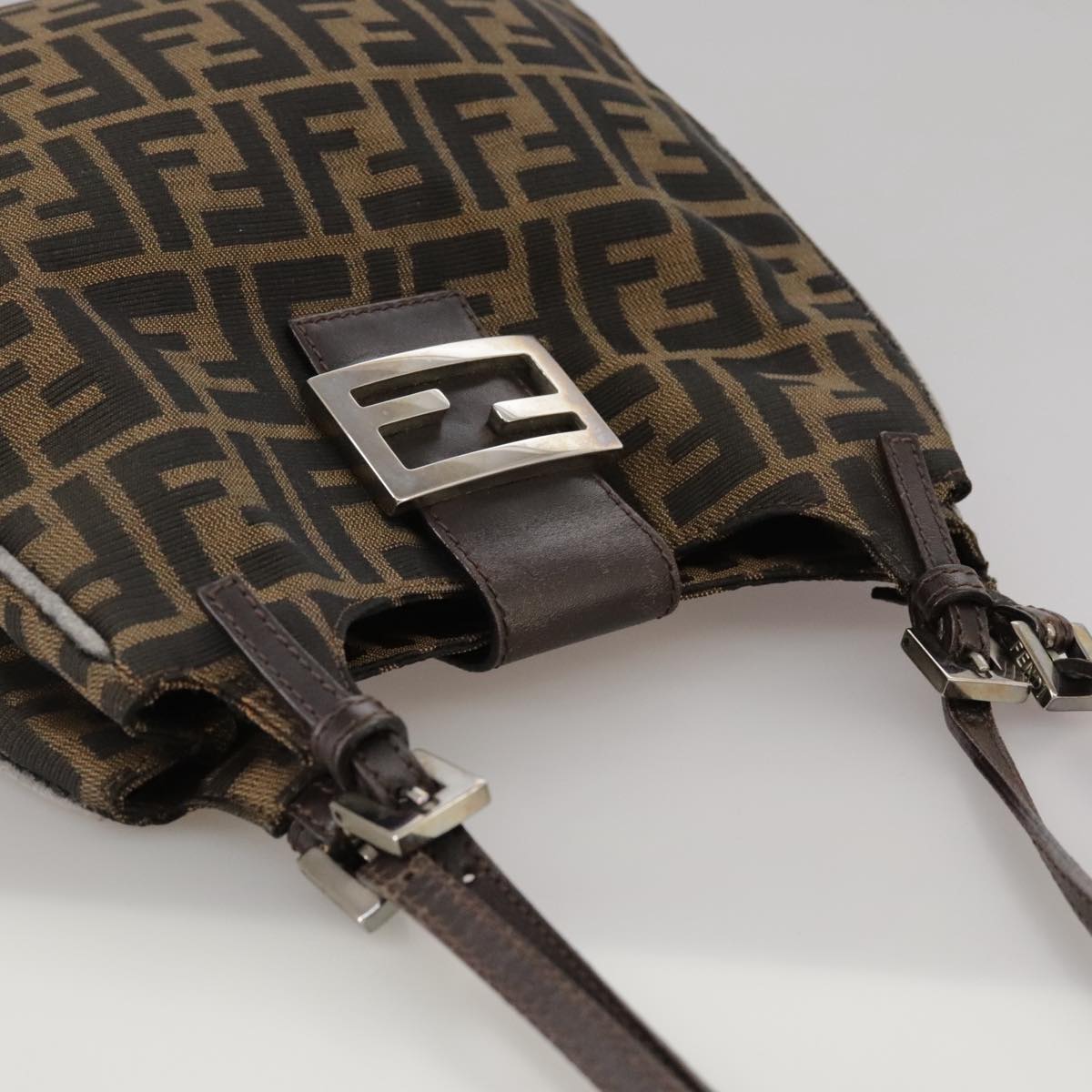 FENDI Zucca Canvas Shoulder Bag Brown 104730