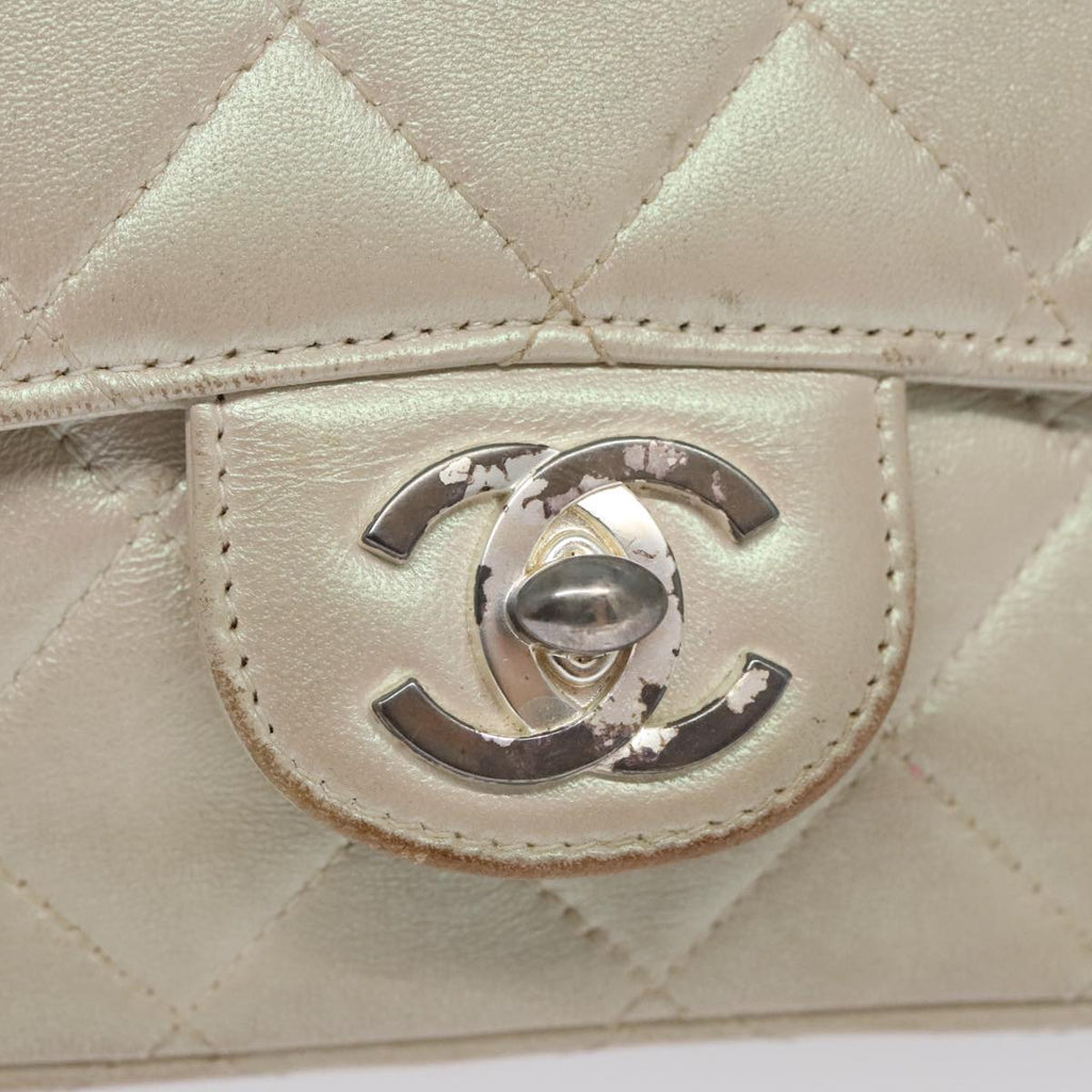 CHANEL Matelasse Chain Shoulder Bag Lamb Skin Pink CC 104774