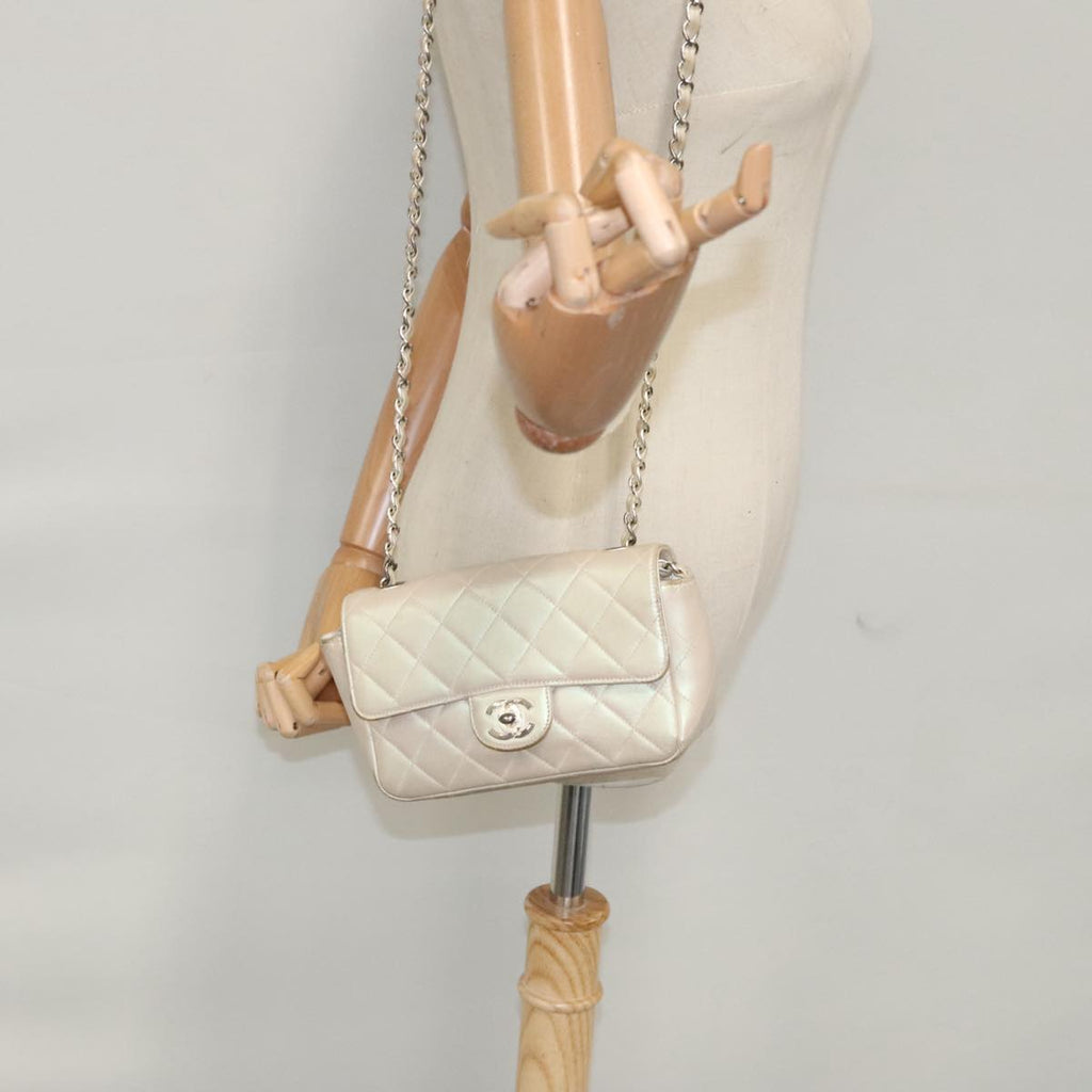 CHANEL Matelasse Chain Shoulder Bag Lamb Skin Pink CC 104774