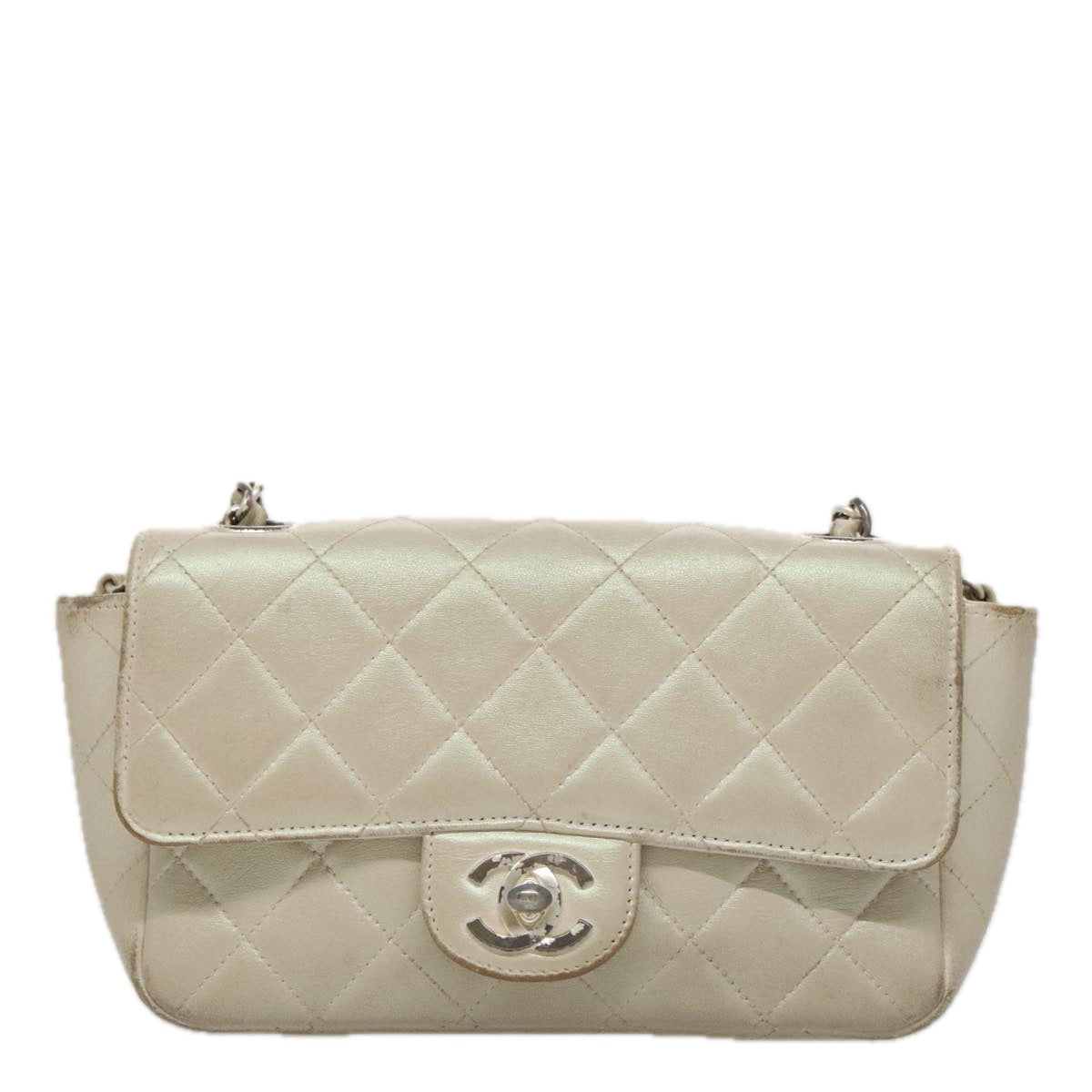 CHANEL Matelasse Chain Shoulder Bag Lamb Skin Pink CC 104774