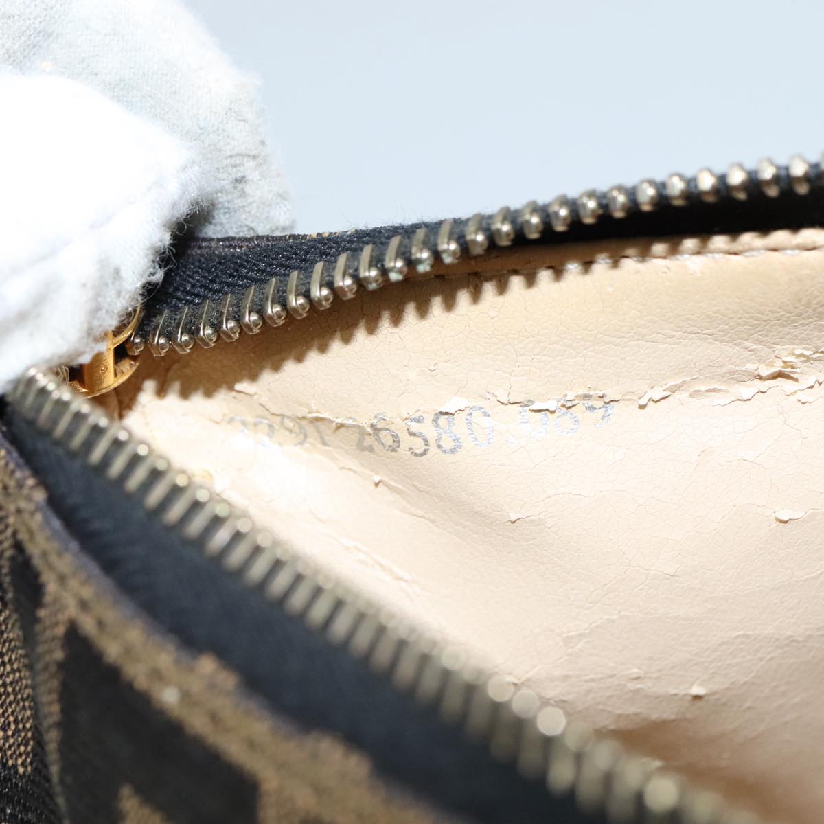 FENDI Zucca Canvas Hand Bag Brown 104859