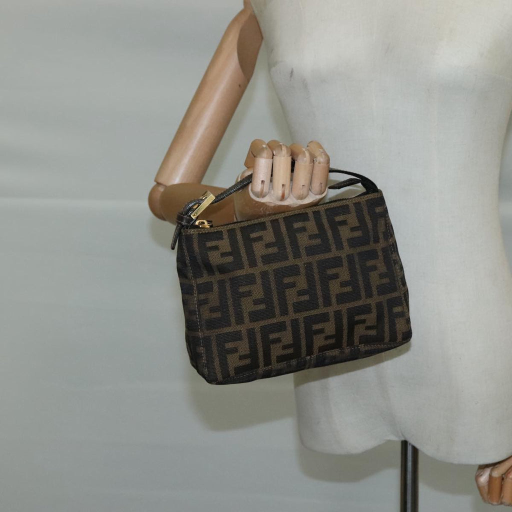 FENDI Zucca Canvas Hand Bag Brown 104859