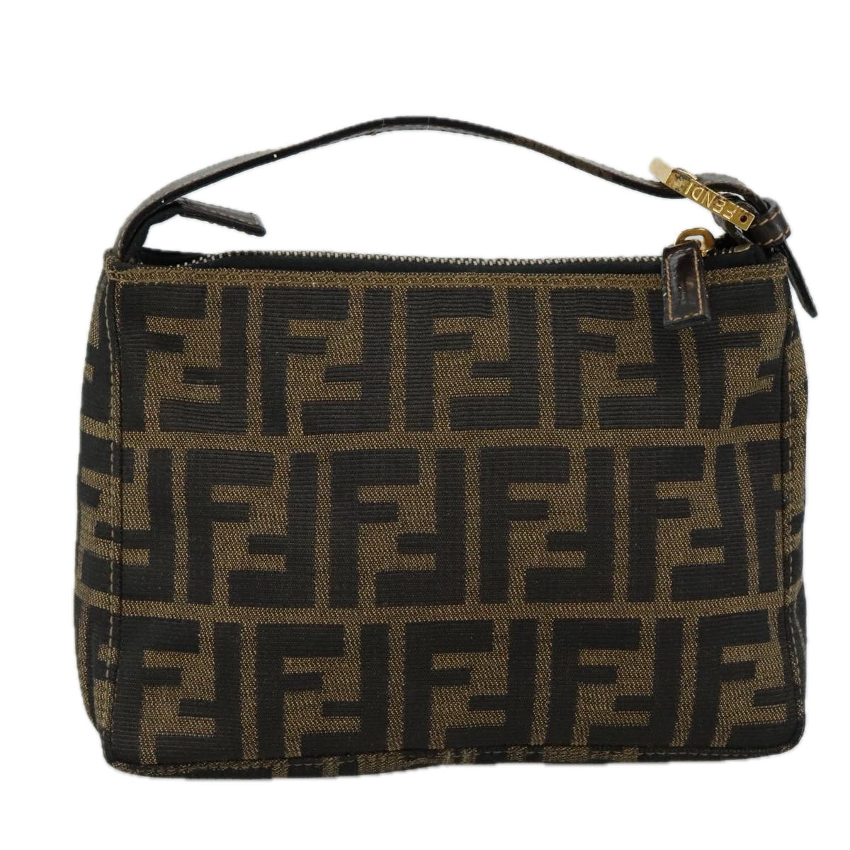 FENDI Zucca Canvas Hand Bag Brown 104859