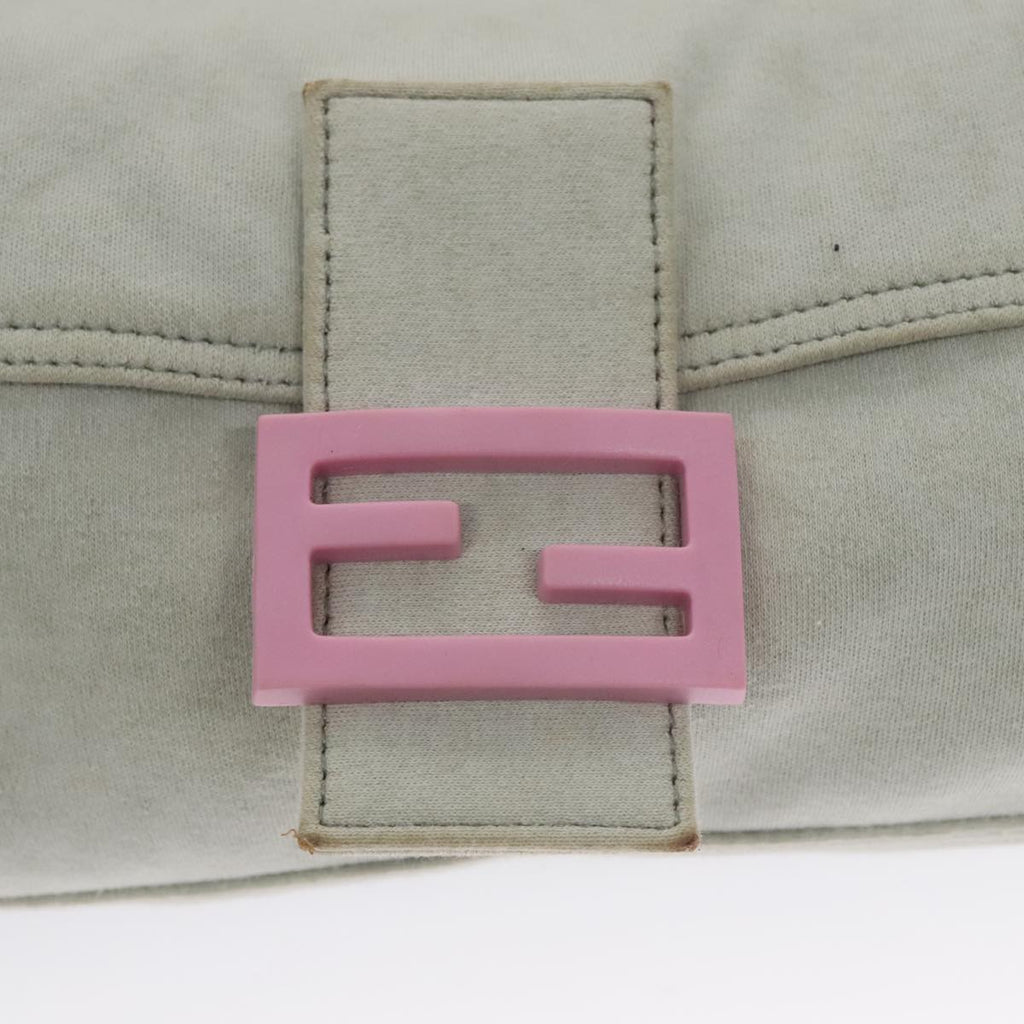 FENDI Mamma Baguette Shoulder Bag Cotton Gray Silver 104866