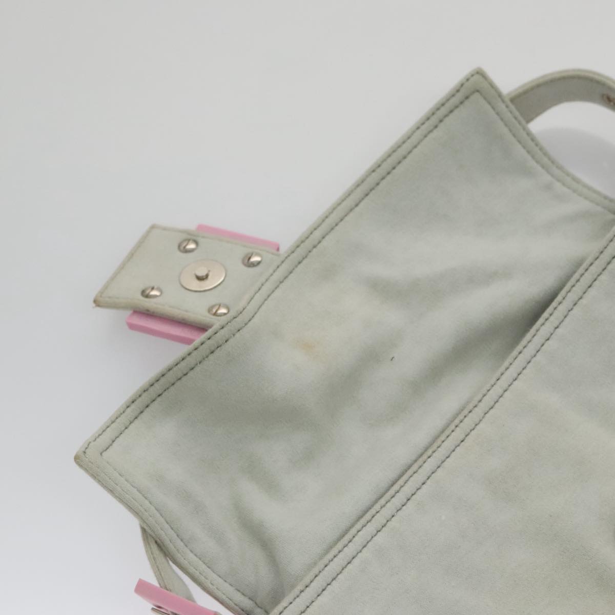 FENDI Mamma Baguette Shoulder Bag Cotton Gray Silver 104866