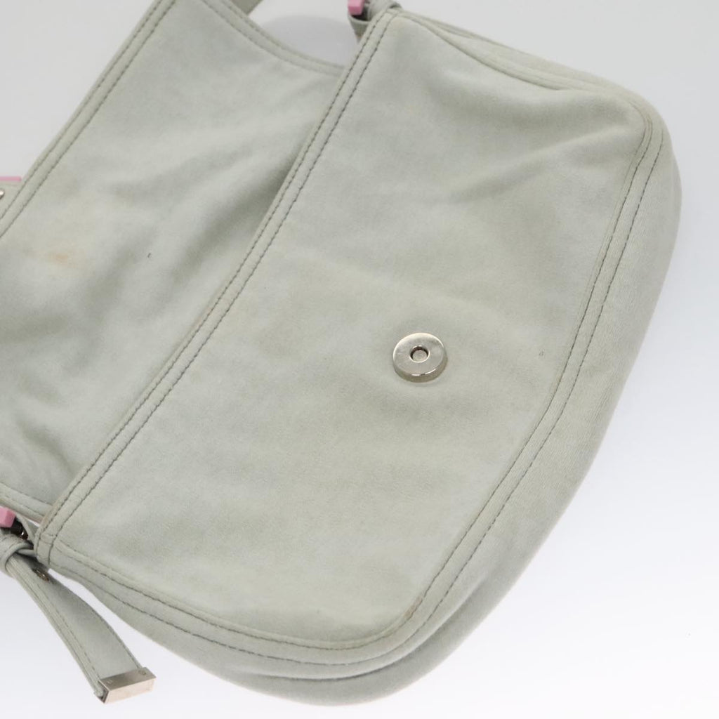 FENDI Mamma Baguette Shoulder Bag Cotton Gray Silver 104866