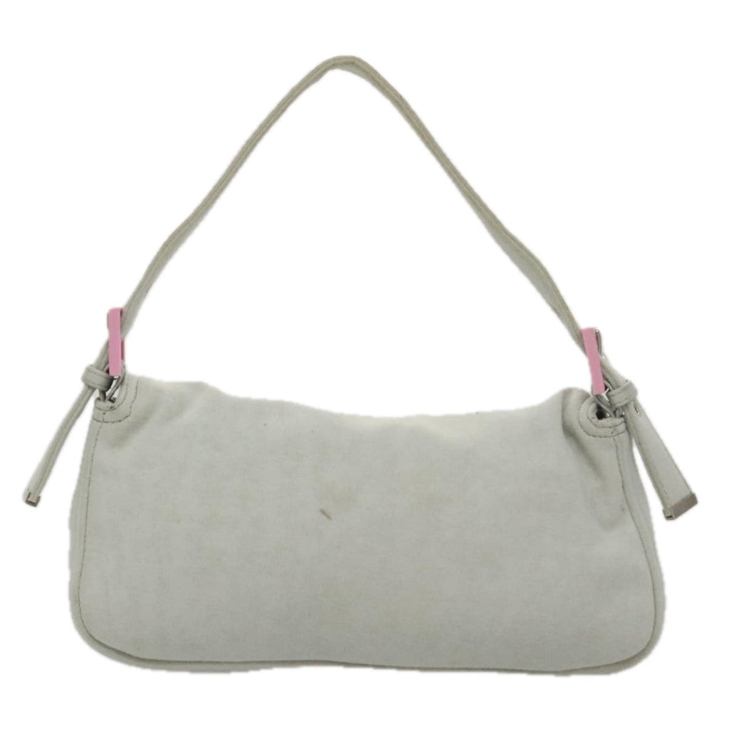 FENDI Mamma Baguette Shoulder Bag Cotton Gray Silver 104866