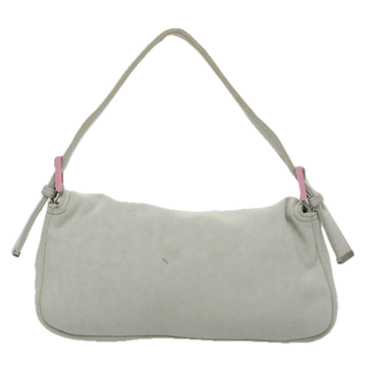 FENDI Mamma Baguette Shoulder Bag Cotton Gray Silver 104866